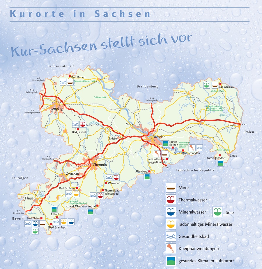 Übersichtskarte Kurorte in Sachsen